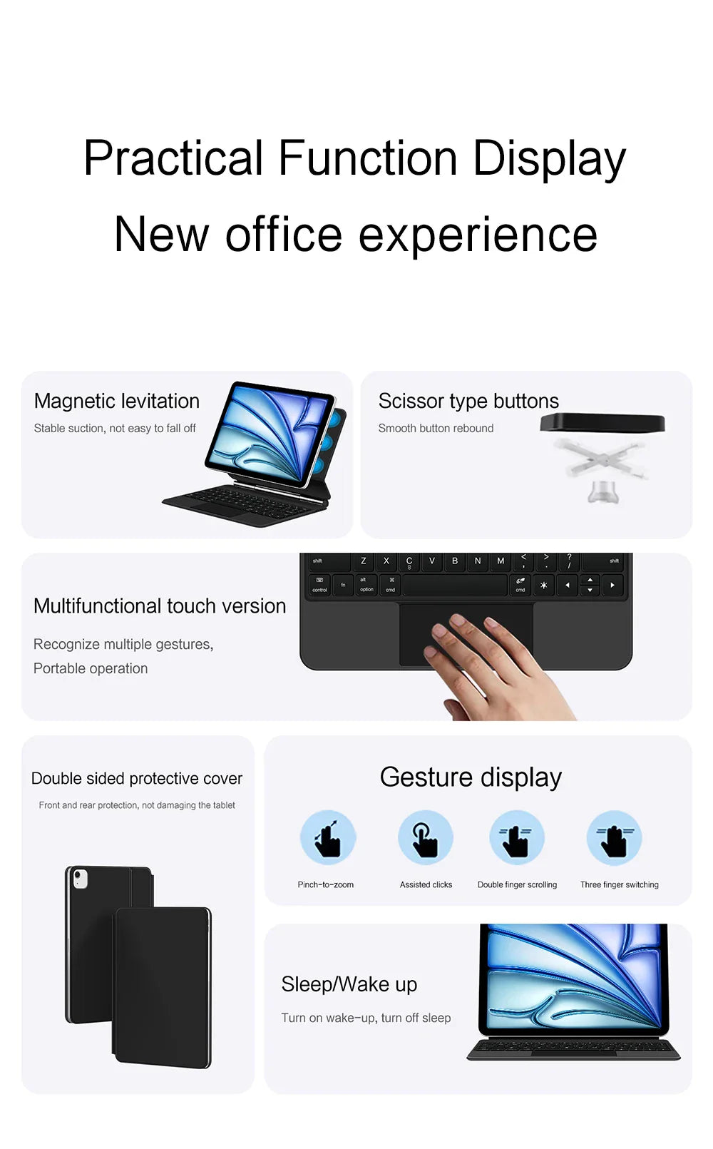 Magic Keyboard Case For iPad Pro 11 inch 12.9" M2 13 M4 Air 4th 5th ipad10 10th 10.9 Smart Cover Multi-touch Magnetic backlight