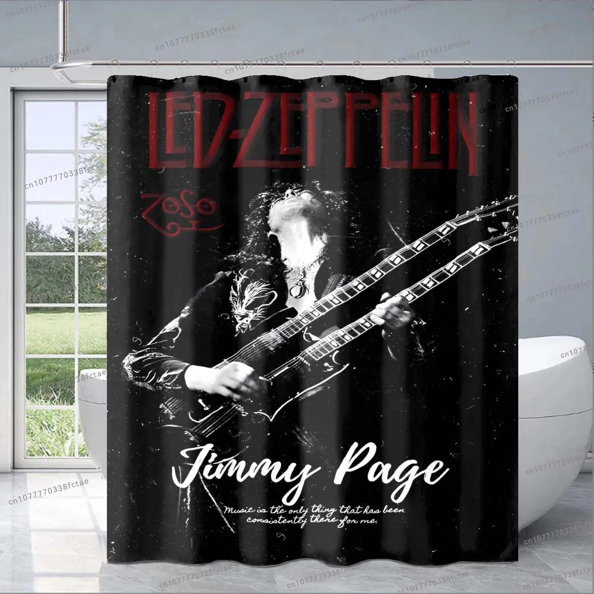 Rock and Roll Band LED Zeppelined Shower Curtain Retro Zep Heavy Metal Rock Band Shower Curtain Bathroom Fashion Decoration Gift - Premium shower curtain from Lizard Vigilante - Just $29.99! Shop now at Lizard Vigilante