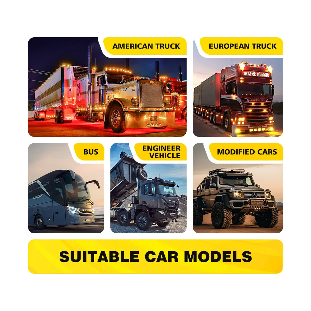 Neon Freight Fury: Watermelon Wheel Beacons — Dual 12V/24V LED Side Marker, Turn, Brake & Under-Glow