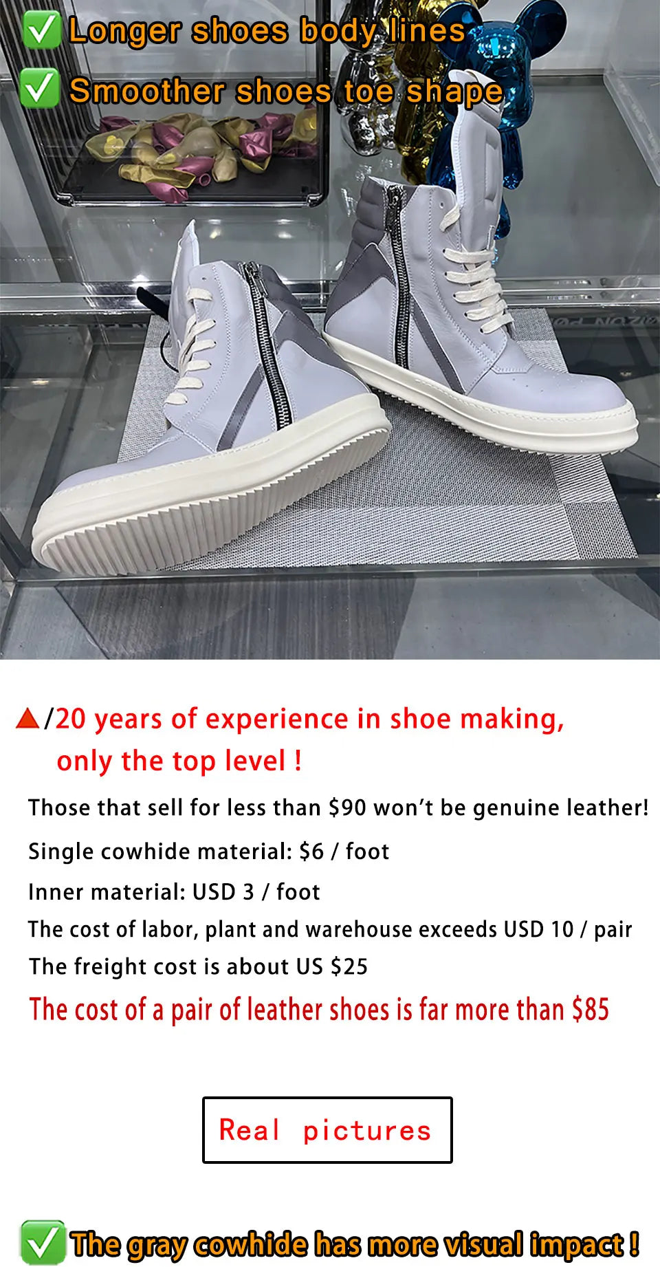 Casual Shoes Men High Top Gray Genuine Leather Luxury Trainers Women Geobasket Jumbo Lace Up Designer Sneaker Flats Ankle Boots - Premium  from Lizard Vigilante - Just $198.99! Shop now at Lizard Vigilante