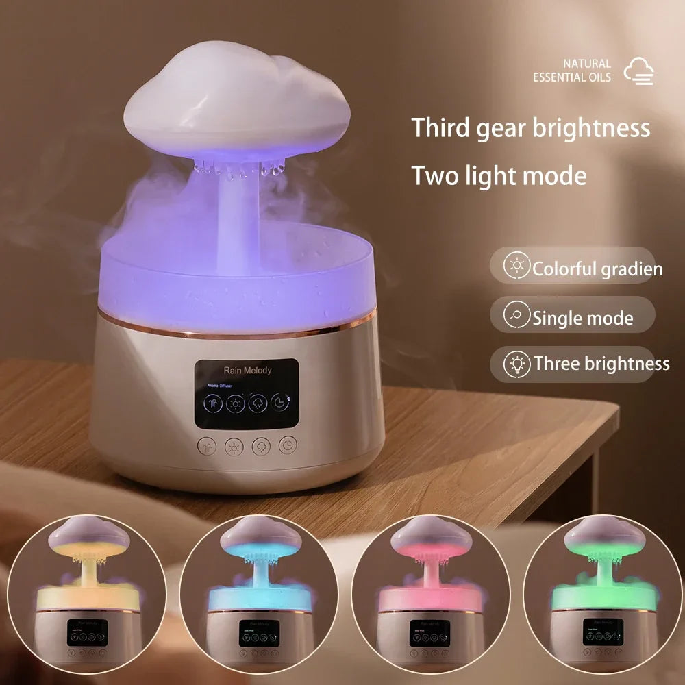 300ml 5W USB Air Diffuser Bluetooth Rain Cloud Humidifier Design Mushroom Lamp Colorful NightLight Ultrasonic Aroma Diffuser