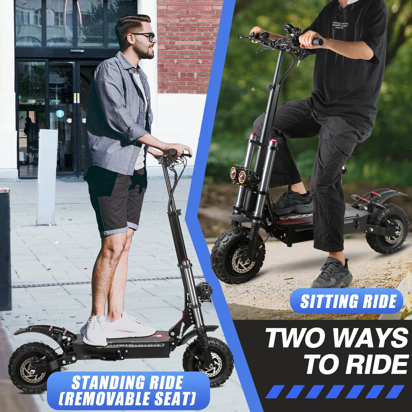 Off-road Electric Scooter with Seat,60V 38Ah Battery,60 Miles Range,440 Lbs Loading,50 Mph Fast Electric for Adults - Premium  from Lizard Vigilante - Just $1749.99! Shop now at Lizard Vigilante