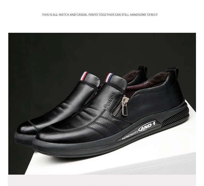 Leather shoes for men in spring new Korean casual leather shoes small white shoes fashionable and trendy breathable driving shoe - Premium  from Lizard Vigilante - Just $22.99! Shop now at Lizard Vigilante