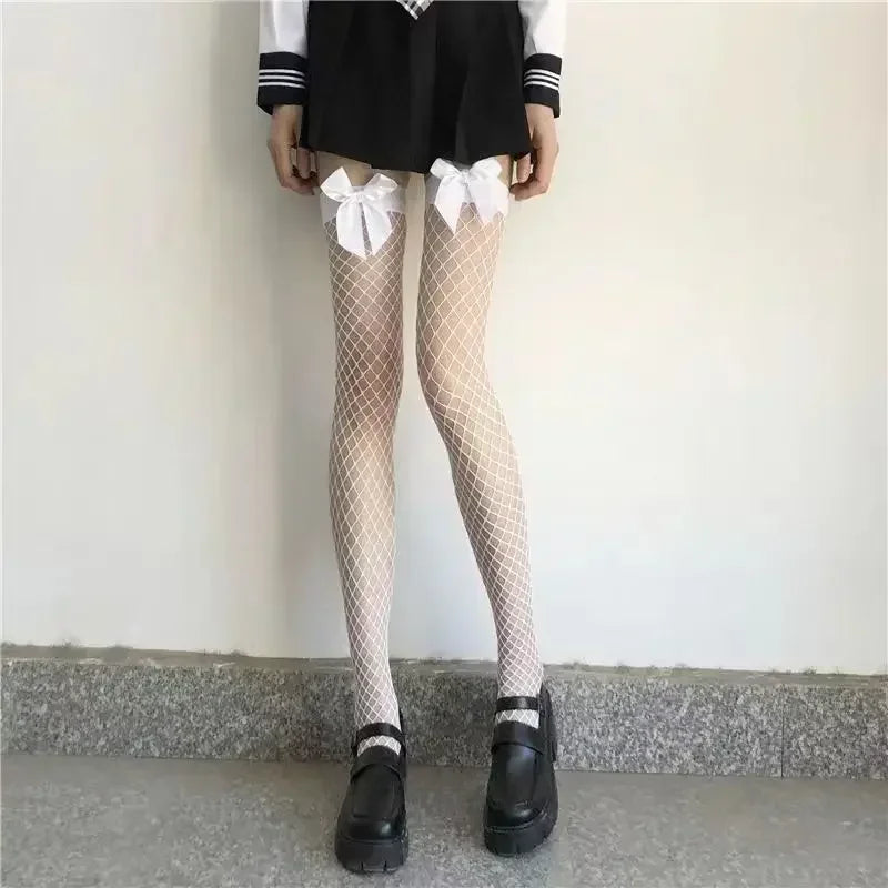 Sexy Fishnet Thigh High Stockings - Gothic Lolita Style - Premium stockings from Lizard Vigilante - Just $22.88! Shop now at Lizard Vigilante