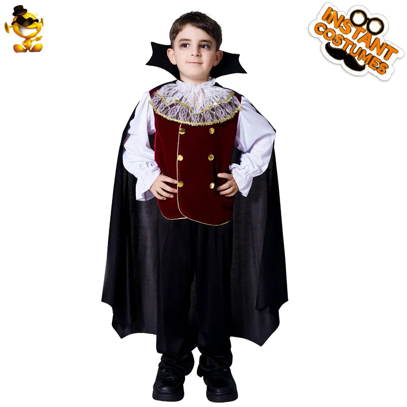 Halloween Children Cosplay Vampire Costume Horror Holiday Party Carnival Funny Clothes Boy Black Stage Costume Cloak Suit - Premium Cosplay Costumes from Lizard Vigilante - Just $29.88! Shop now at Lizard Vigilante