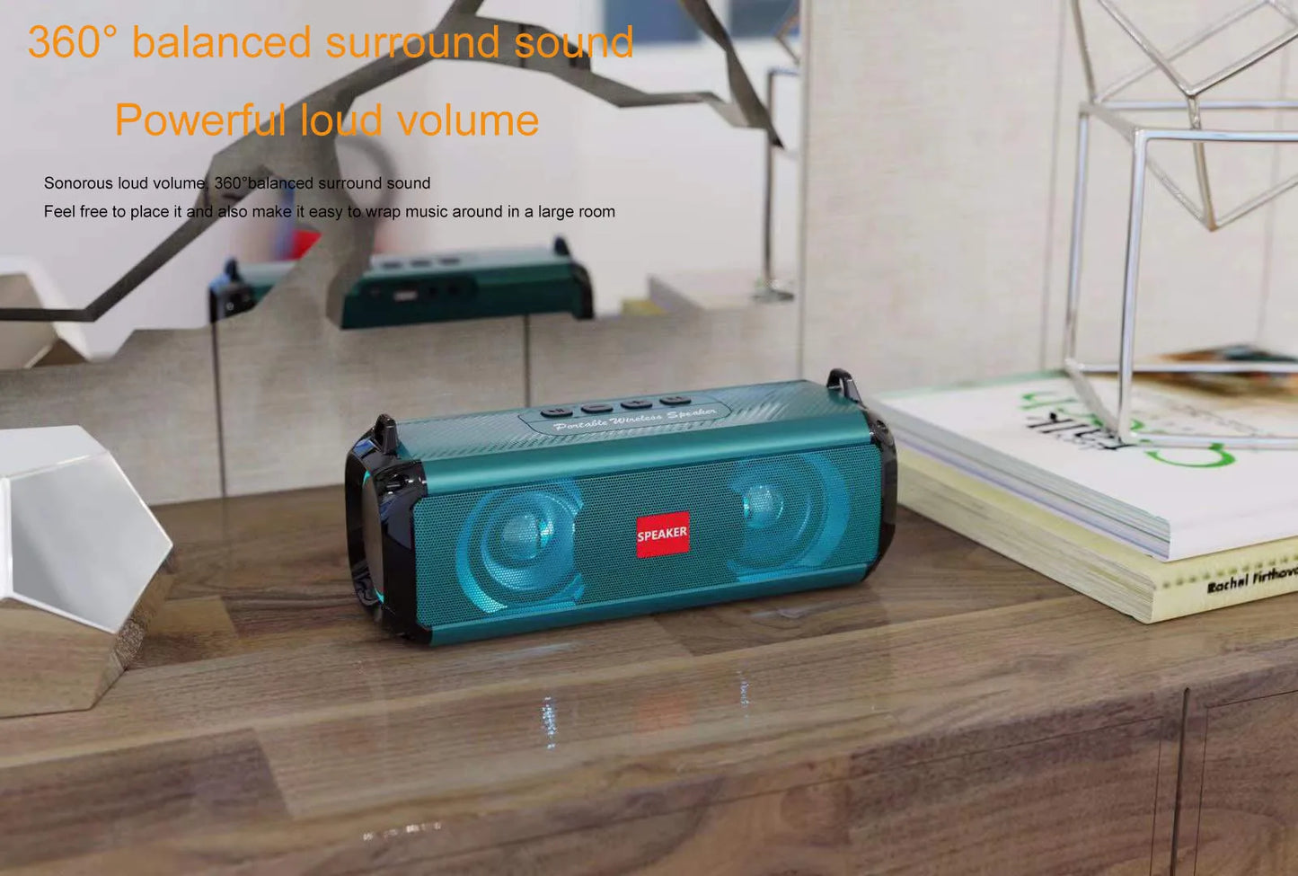 Portable Bluetooth Speaker with Hi Res Audio Extended Bass and Treble Wireless HiFi High Quality Super Volume Speakers