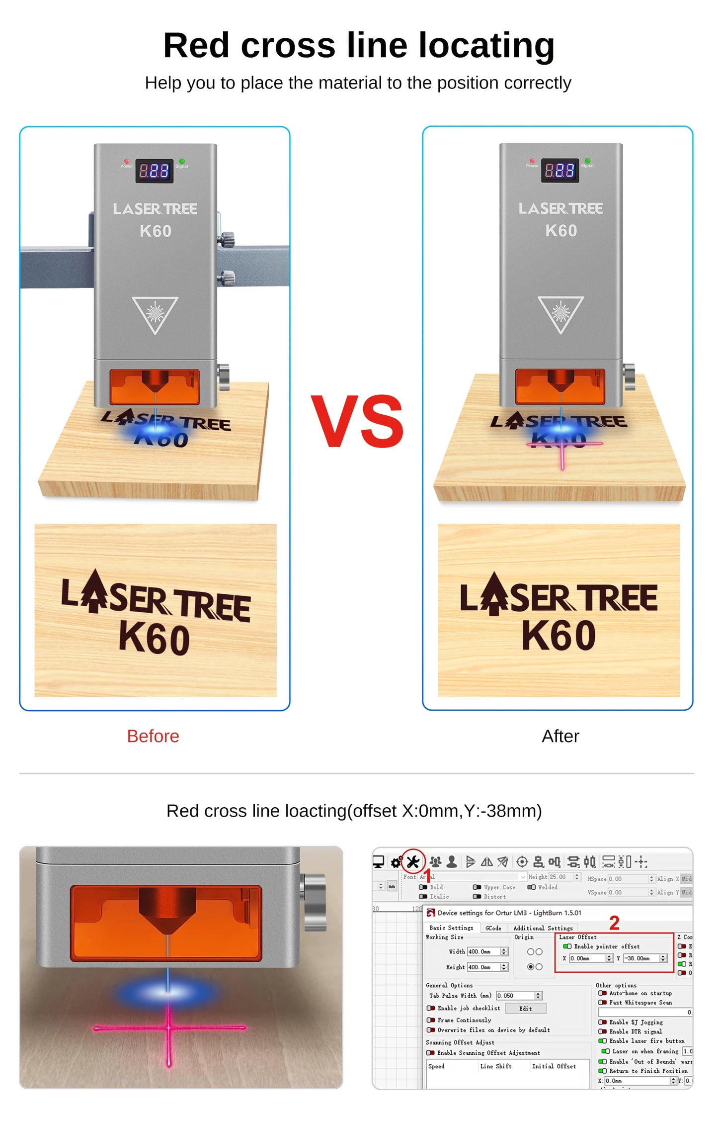 LASER TREE K60 Optical Power 60W Laser Head Adjustable 20W/40W Power Module For CNC Laser Engraver Cutting Woodworking DIY Tools - Premium  from Lizard Vigilante - Just $1838.99! Shop now at Lizard Vigilante