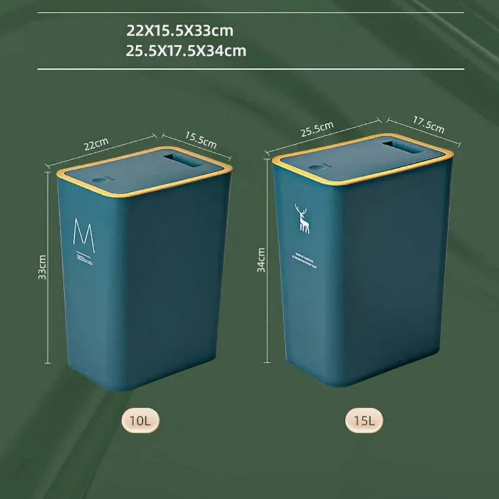 15/10L Bathroom Kitchen Trash Can with Lid Press-type Waste Bins Living Room Toilet Nordic Rectangular Garbage Bin Wastebaskets