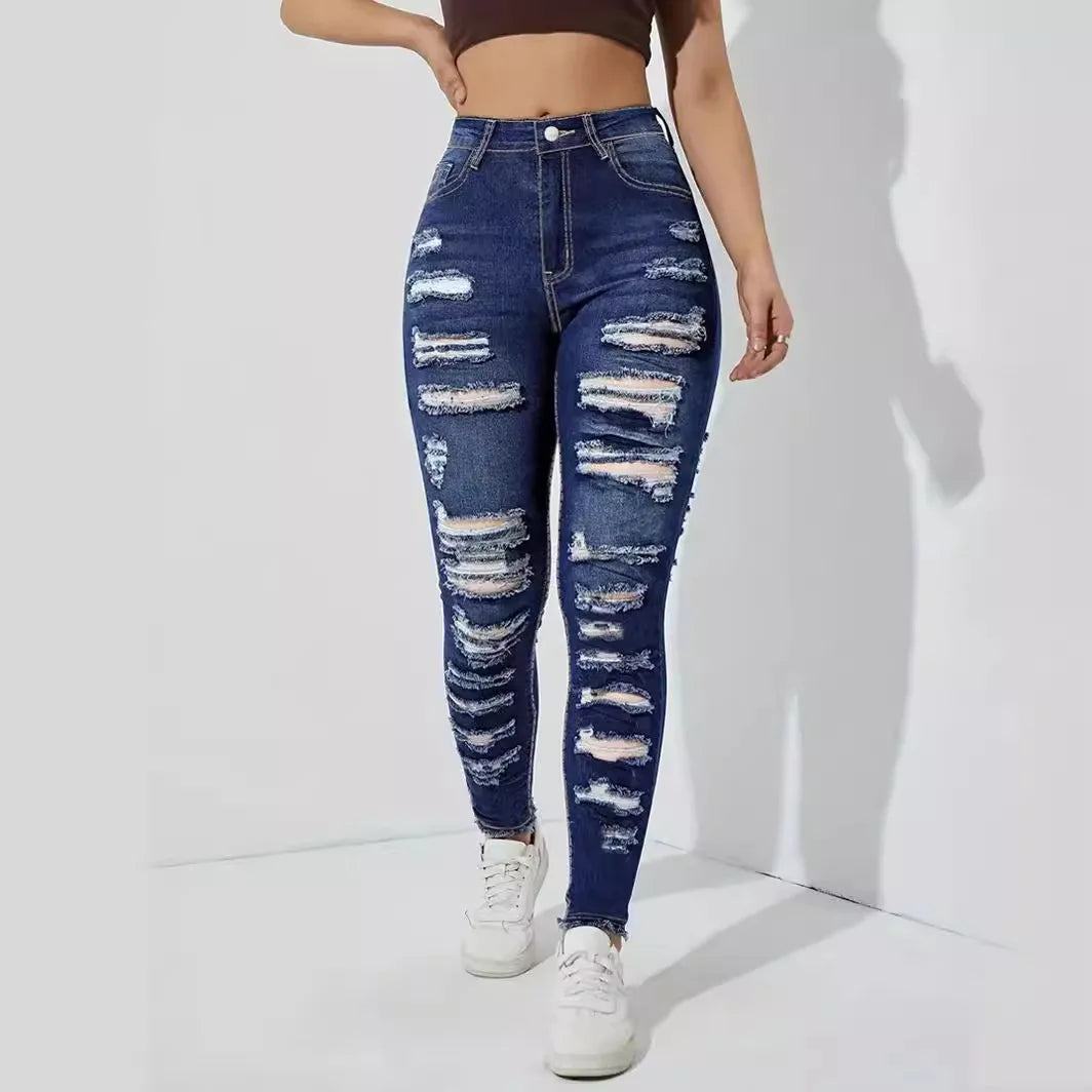 Kalenmos Y2K Time-Traveler Jeans: High-Waist Spliced Mom Jeans for Women – Elegant Pencil Pants That Make Basic Denim Cry in the Fitting Room - Premium  from Lizard Vigilante - Just $33.88! Shop now at Lizard Vigilante