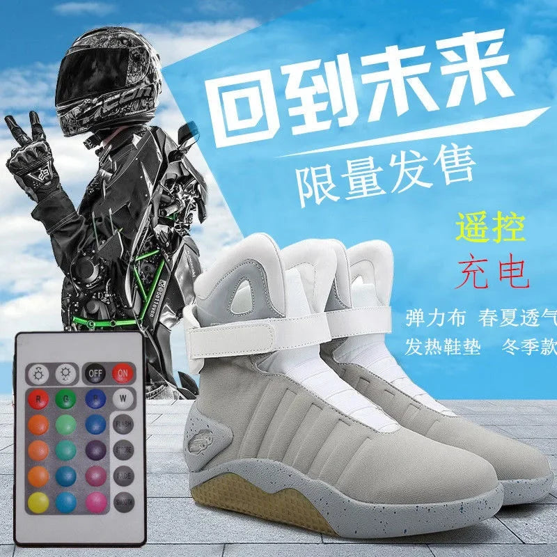 UncleJerry Men Boots Back To Future Adult USB Charging LED Shoes with Remote Control for Men and Women Boots for Party Mag 2024 - Premium  from Lizard Vigilante - Just $101.99! Shop now at Lizard Vigilante