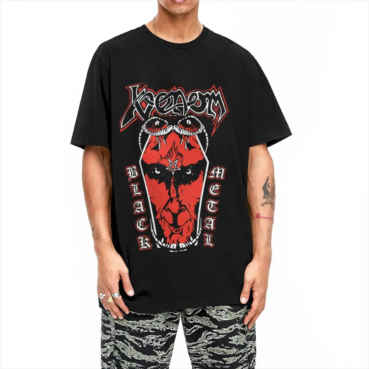 Venom Band Metal Black T-Shirt Men Women Awesome Pure Cotton Tees Crewneck Short Sleeve T Shirt 6XL Clothes - Premium T-Shirt from Lizard Vigilante - Just $23.99! Shop now at Lizard Vigilante