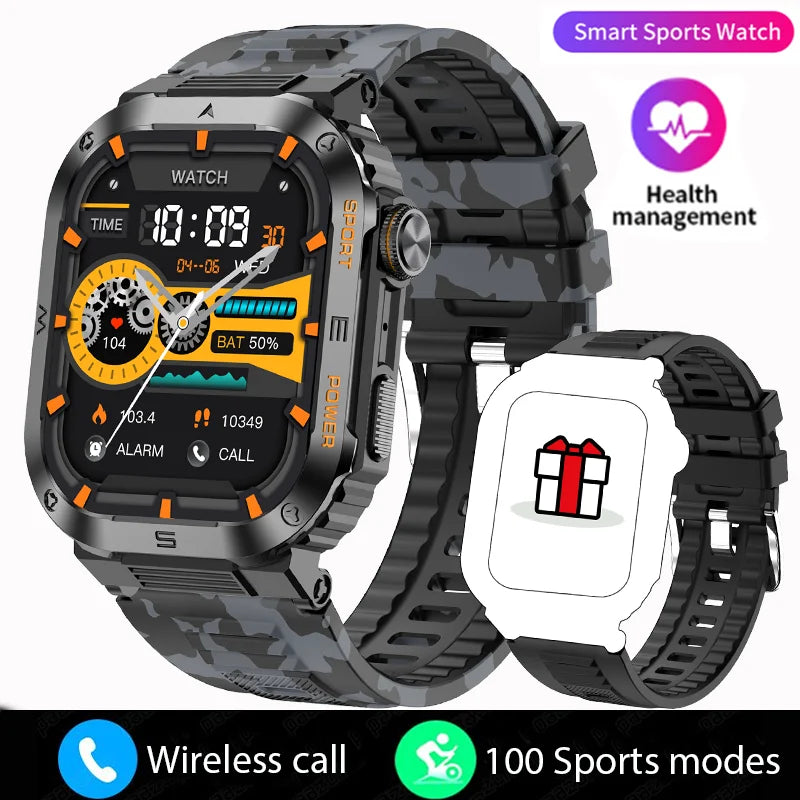 Rugged and Durable Military Smart Watch – 2.01" HD Display, IP68 Waterproof, Bluetooth Voice Smartwatch for Android & iOS - Premium smart watch from Lizard Vigilante - Just $58.99! Shop now at Lizard Vigilante