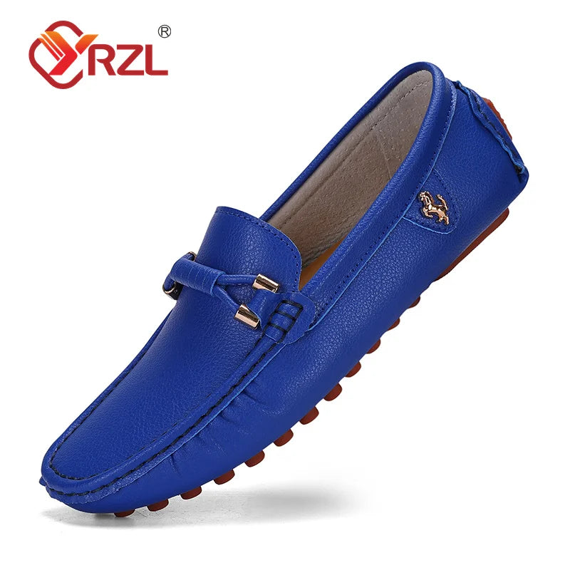 YRZL Men's Handmade Leather Loafers – Casual Slip-On Driving Flats, Luxury Moccasins for Men, Comfortable Shoes Plus Size 37-48 - Premium sandals from Lizard Vigilante - Just $40.99! Shop now at Lizard Vigilante