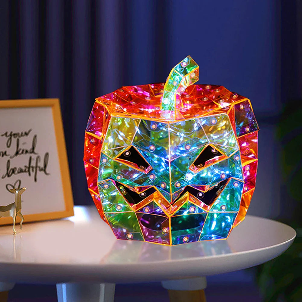 Halloween Gorgeous Shining LED Ghost Lights Decor Prismatic Ghost Iridescent Ghost Lantern Holiday Party Decor Atmosphere Prop