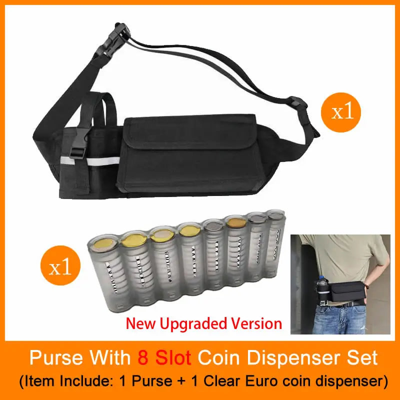 Multi Pocket Waiter’s Waist Wallet with Coin Dispenser and 8 Slots