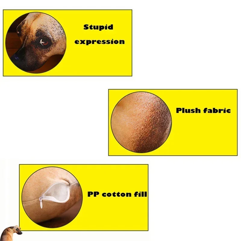 3D Dog Cushion Plush Body Throw Pillow Stuffed Doll Toy Realistic Dog Sofa Cushion Office Chair Decorative Home Creative Gift