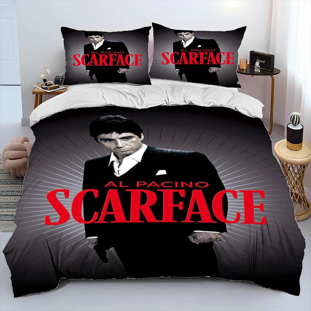 Scarface 1983 Movie Tony 3D Printing Comforter Bedding Set,Duvet Cover Bed Set Quilt Cover Pillowcase,King Queen Size Bedding Set Kid - Lizard Vigilante