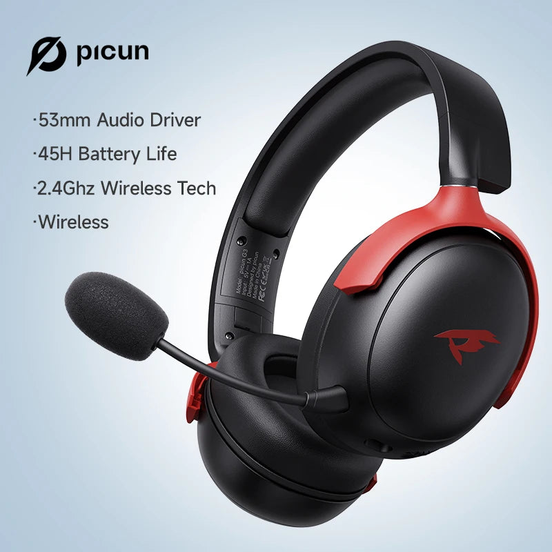 Picun G3 2.4GHz Wireless Gaming Headset - Low Latency, 3D Spatial Audio, and ENC Mic for Ultimate Gaming Experience - Premium gaming headset from Lizard Vigilante - Just $88.88! Shop now at Lizard Vigilante