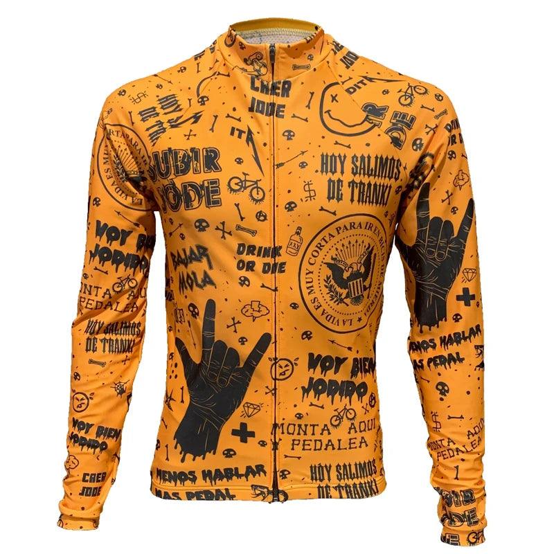 NEW Orange Tattoo Winter Thermal Long Sleeve Rock Cycling Jersey Black Bike & Thin Bicycle Clothing Wear - Premium jacket from Lizard Vigilante - Just $52.99! Shop now at Lizard Vigilante