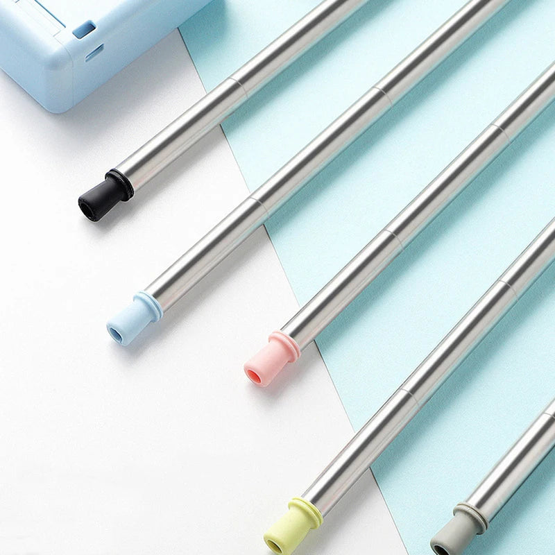 Foldable Stainless Steel Straw Set – Reusable 304 Steel with Silicone Tip, Eco-Friendly & Portable with Cleaning Brush - Premium straws from dsers - Just $25.99! Shop now at Lizard Vigilante