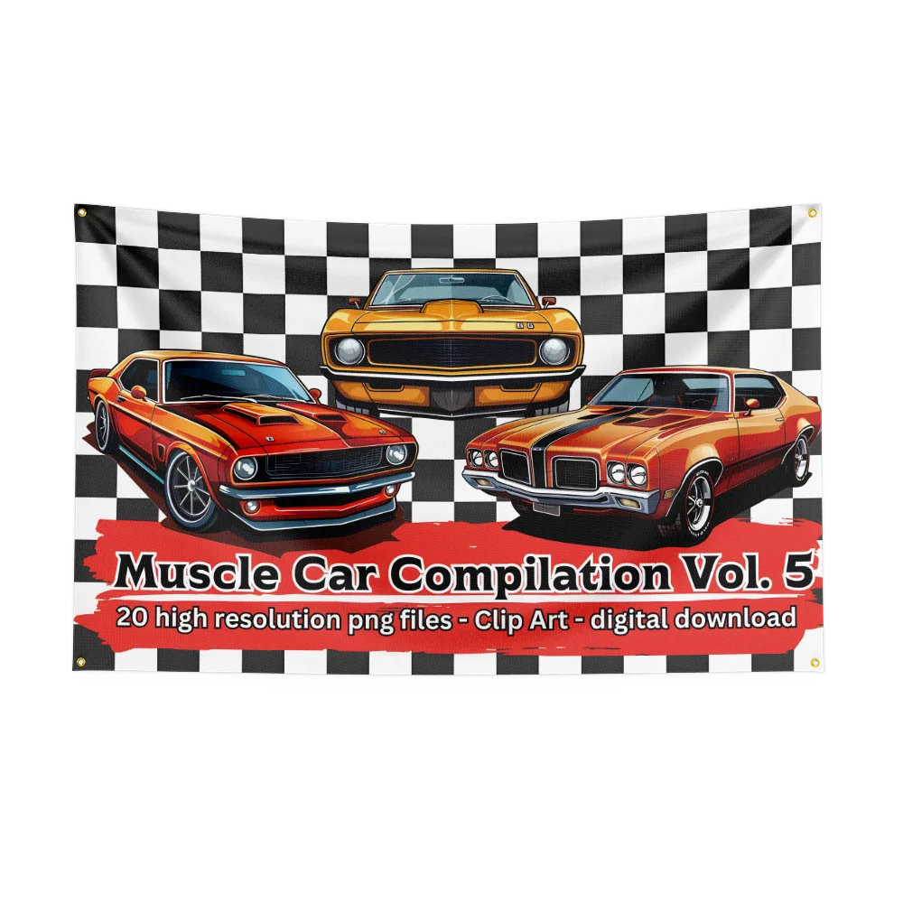 Retro American Muscle Racing Car Flag - Polyester Printed Decoration Banner Tapestry - Premium flag from Lizard Vigilante - Just $15.99! Shop now at Lizard Vigilante