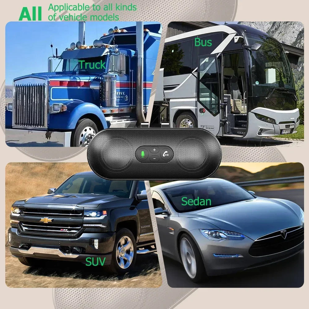 Bluetooth 5.4 Speaker Handsfree Car Kit Sun Visor Clip Wireless Audio Receiver Speakerphone Loud Music Player Dual Microphone