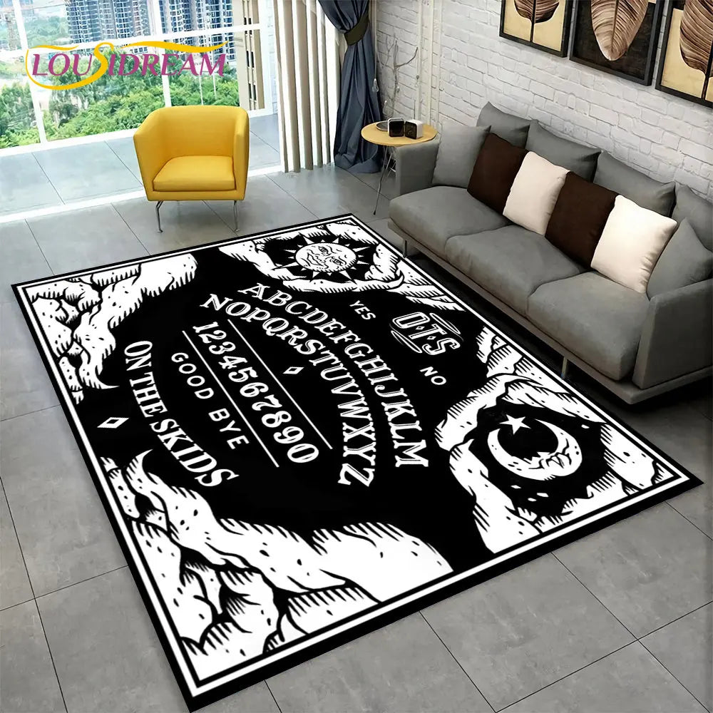 The Witchcraft Gothic Ouija Area Rug: LOUSIDREAM 3D Printed Tarot Carpet for Living Room & Bedroom