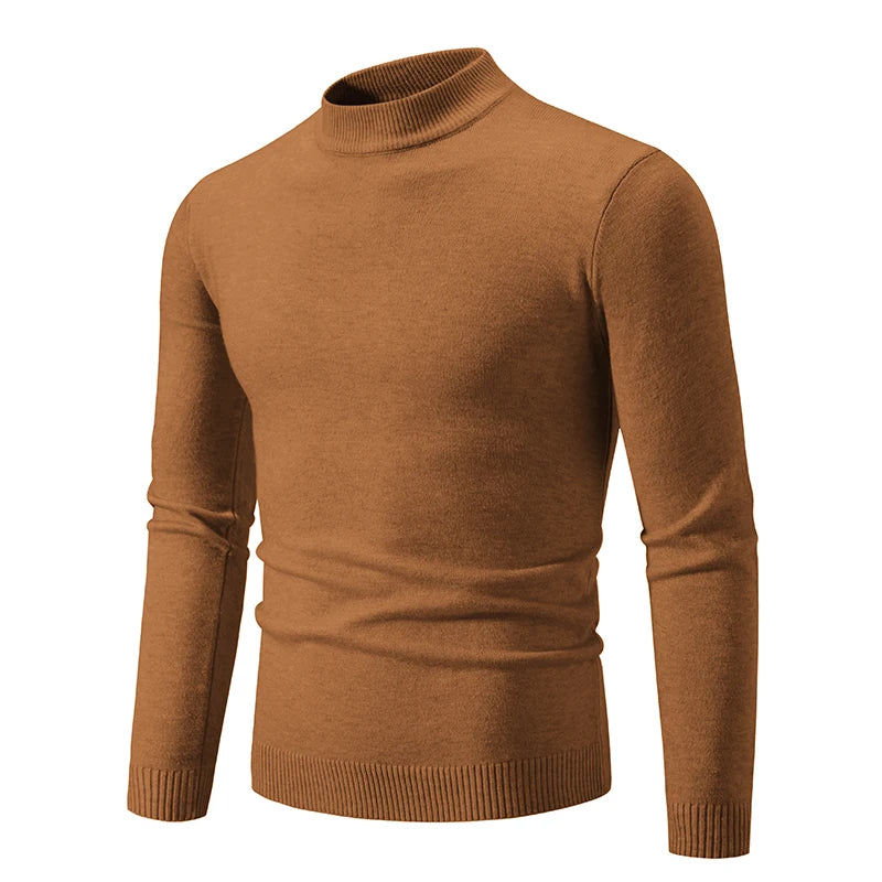 New Sweatwear Men's Half Neck Basic Solid Color Sweaters Round Neck Elastic Pullovers Warm Autumn Knitted Oversized Sweater Men - Premium  from Lizard Vigilante - Just $22.99! Shop now at Lizard Vigilante