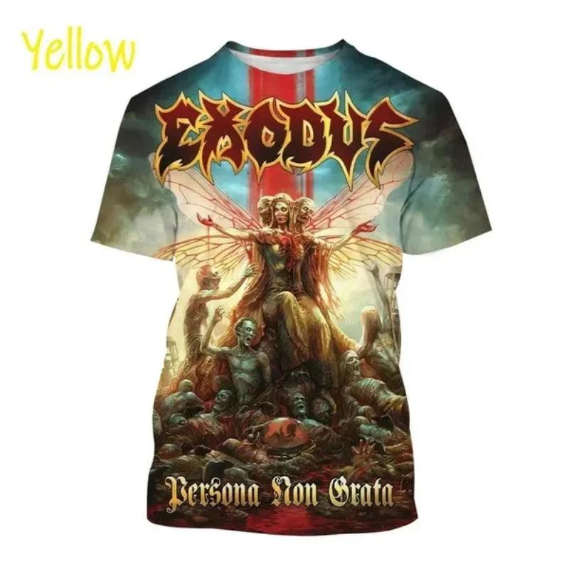 Metal Rock Exodus Band 3D Print O-Neck Tshirt Men Fashion Tees Casual Short Sleeve Oversized  Y2K Harajuku Unisex Clothing - Premium T-Shirt from Lizard Vigilante - Just $23.99! Shop now at Lizard Vigilante