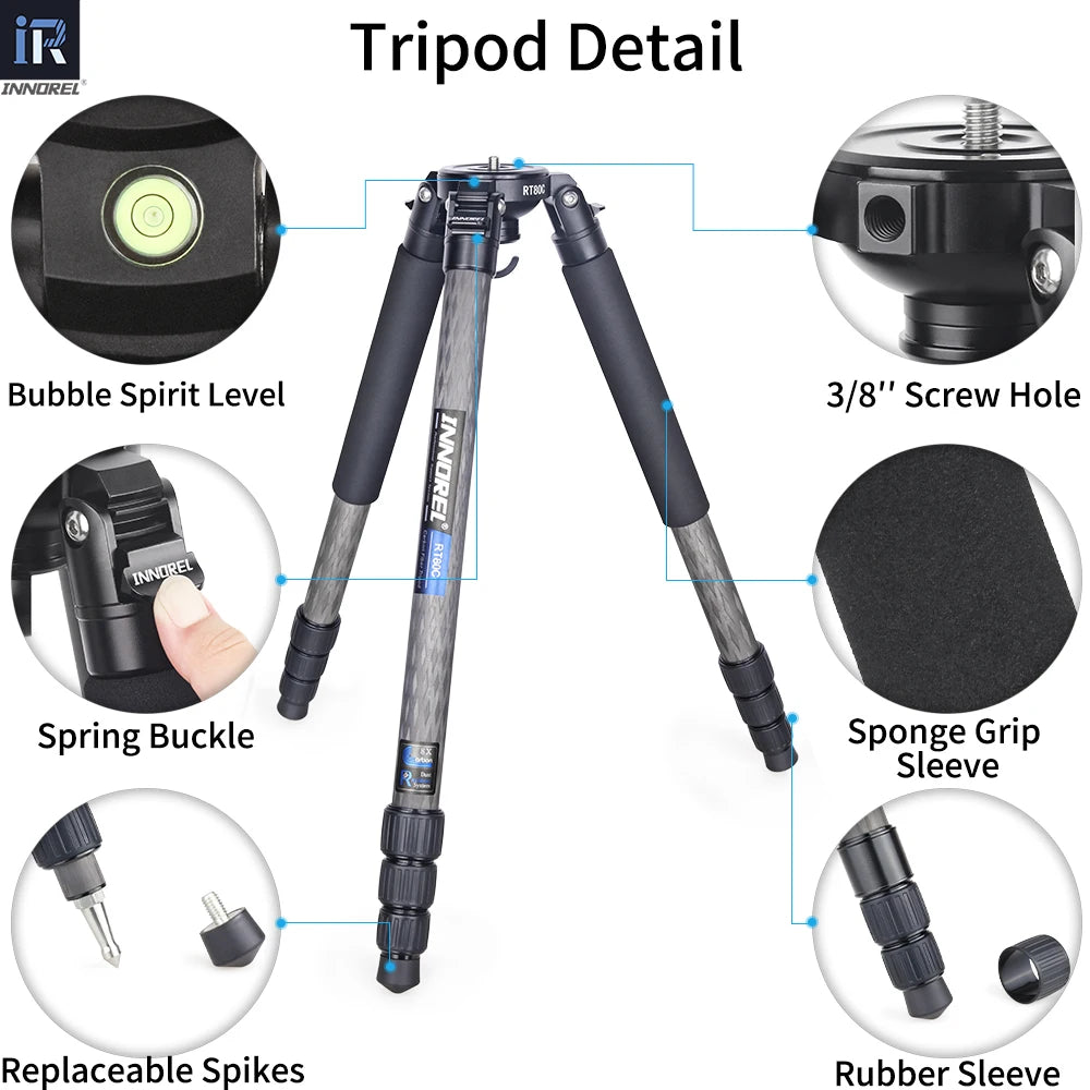 RT80C/NT324C Professional Carbon Fiber Tripod for DSLR Camera Video Camcorder Heavy Duty Birdwatching Camera Stand Bowl Tripod - Premium tripod from Lizard Vigilante - Just $318.99! Shop now at Lizard Vigilante