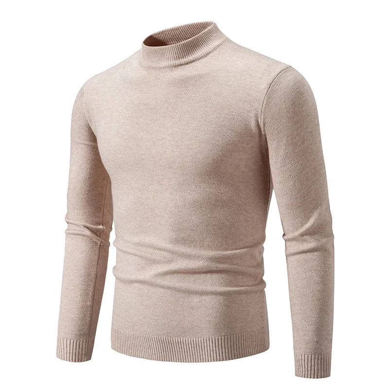 New Sweatwear Men's Half Neck Basic Solid Color Sweaters Round Neck Elastic Pullovers Warm Autumn Knitted Oversized Sweater Men - Premium  from Lizard Vigilante - Just $22.99! Shop now at Lizard Vigilante