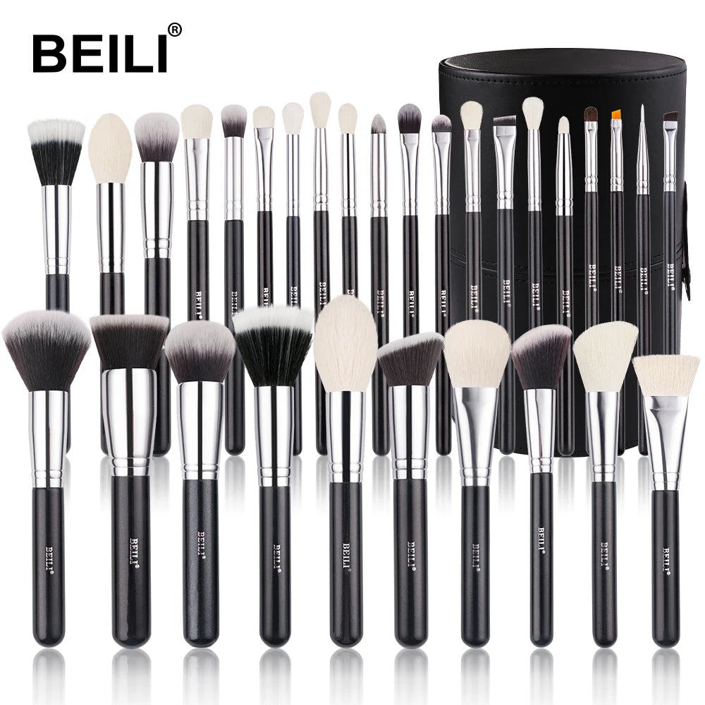 BEILI Professional Black Makeup Brushes Set - Natural Goat Hair, Synthetic Hair, 30-Piece Kit - Premium makeup brush set from Lizard Vigilante - Just $35.99! Shop now at Lizard Vigilante