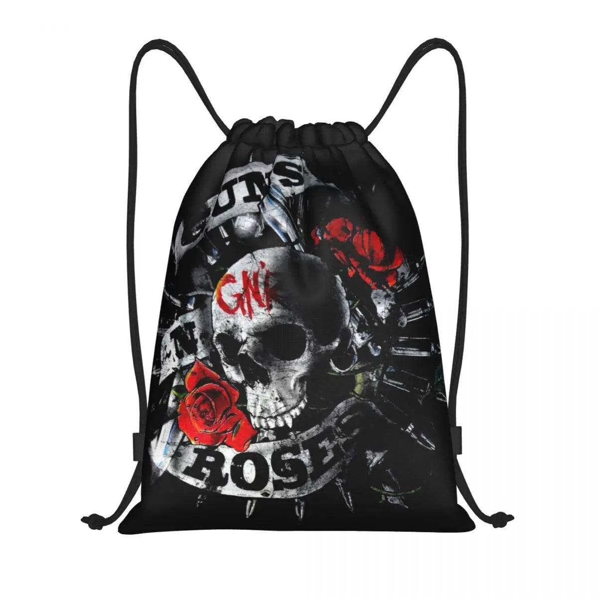 Guns N Roses Bullet Logo Drawstring Backpack Women Men Gym Sport Sackpack Portable Hard Rock Band Training Bag Sack - Lizard Vigilante