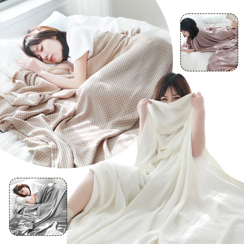 Cotton Bamboo Fiber Blanket Lunch Break Blanket Summer Cooling Sofa Bed Air Condition Blankets For Kids Adults Bedding Coverlet