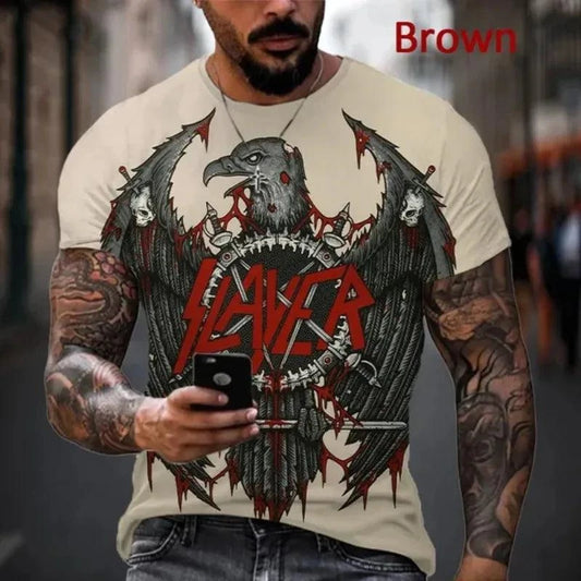 Slayer 3D Printed Men's Casual Hip Hop Crew Neck T-Shirt - Premium T-Shirt from Lizard Vigilante - Just $23.99! Shop now at Lizard Vigilante