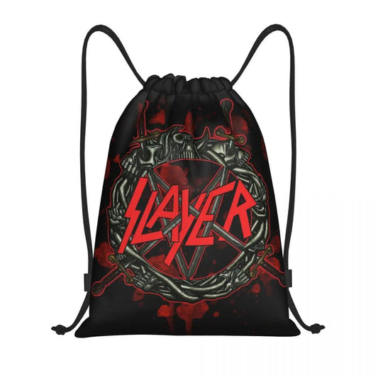 Heavy Metal Rock Slayers Logo Drawstring Bags Women Men Portable Sports Gym Sackpack Thrash Band Shopping Backpacks - Lizard Vigilante