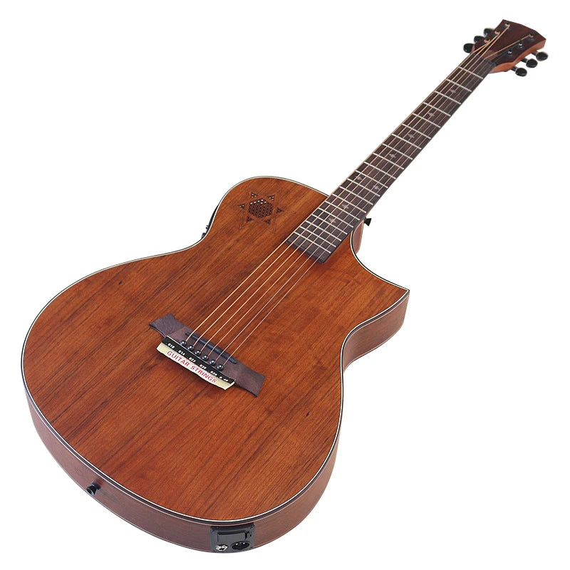 40 Inch Hickory Wood Acoustic Electric Guitar – 6 String Matte Finish Folk Rock Instrument With Technical Wood Fingerboard