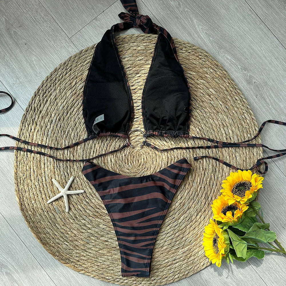 Halter Bikini 2024 Sexy Women Swimsuit Female Swimwear Micro Bikini Set Swimming Suit Beachwear Patchwork Brazilian Biquini - Premium  from Lizard Vigilante - Just $52.99! Shop now at Lizard Vigilante
