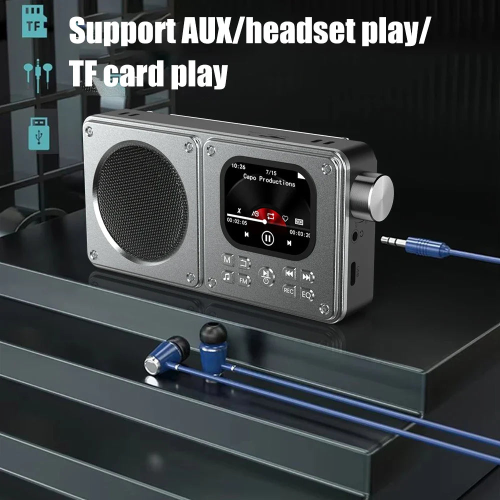 Wireless Bluetooth5.4 Speakers 87.5-108MHz Portable FM Radio Outdoor Radio MP3 Music Player Support Earphone TF Card Video Clock