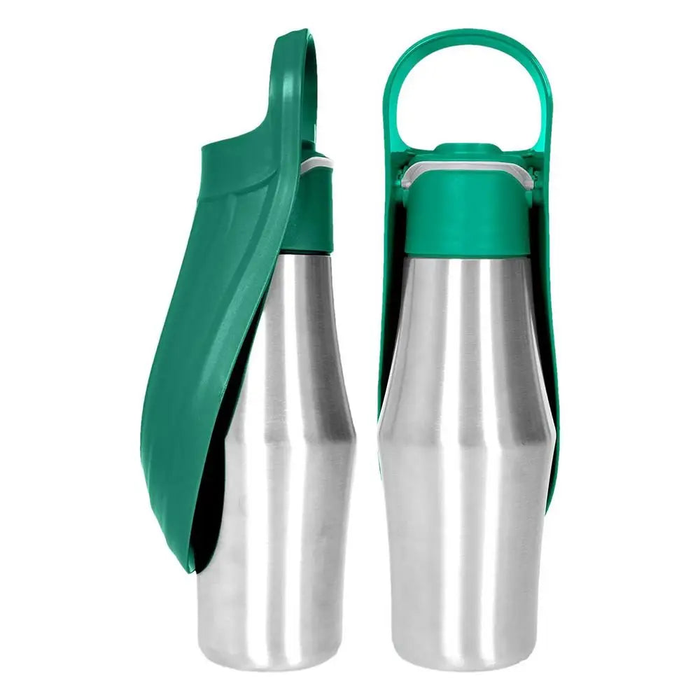 Dog Water Bottle 27oz Stainless Steel Travel Water Dispenser Pet Supplies 2 In 1 Dog Water Bowl With Leaf Shape For Small Medium - Premium water bottle from Lizard Vigilante - Just $29.99! Shop now at Lizard Vigilante