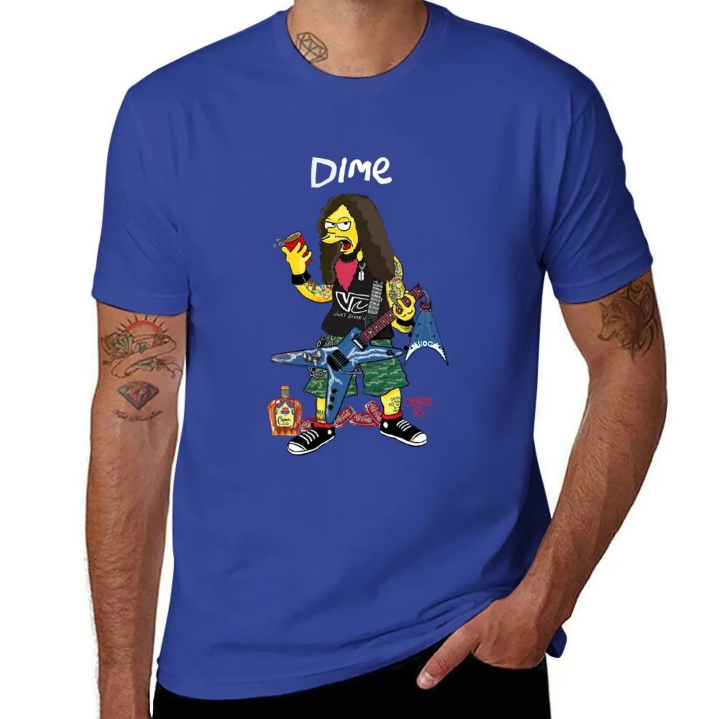 Dimebag Darrell Art -Classic T-Shirt Summer Tops Oversizeds Men's Graphic TShirts - Lizard Vigilante