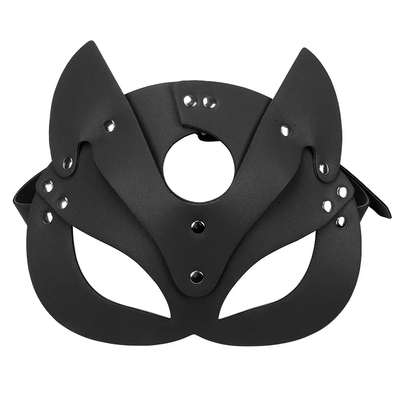 Women’s Sexy Leather Cat Mask with Collar – Half-Face Cosplay & Party Accessory - Premium cat mask from Lizard Vigilante - Just $25.88! Shop now at Lizard Vigilante