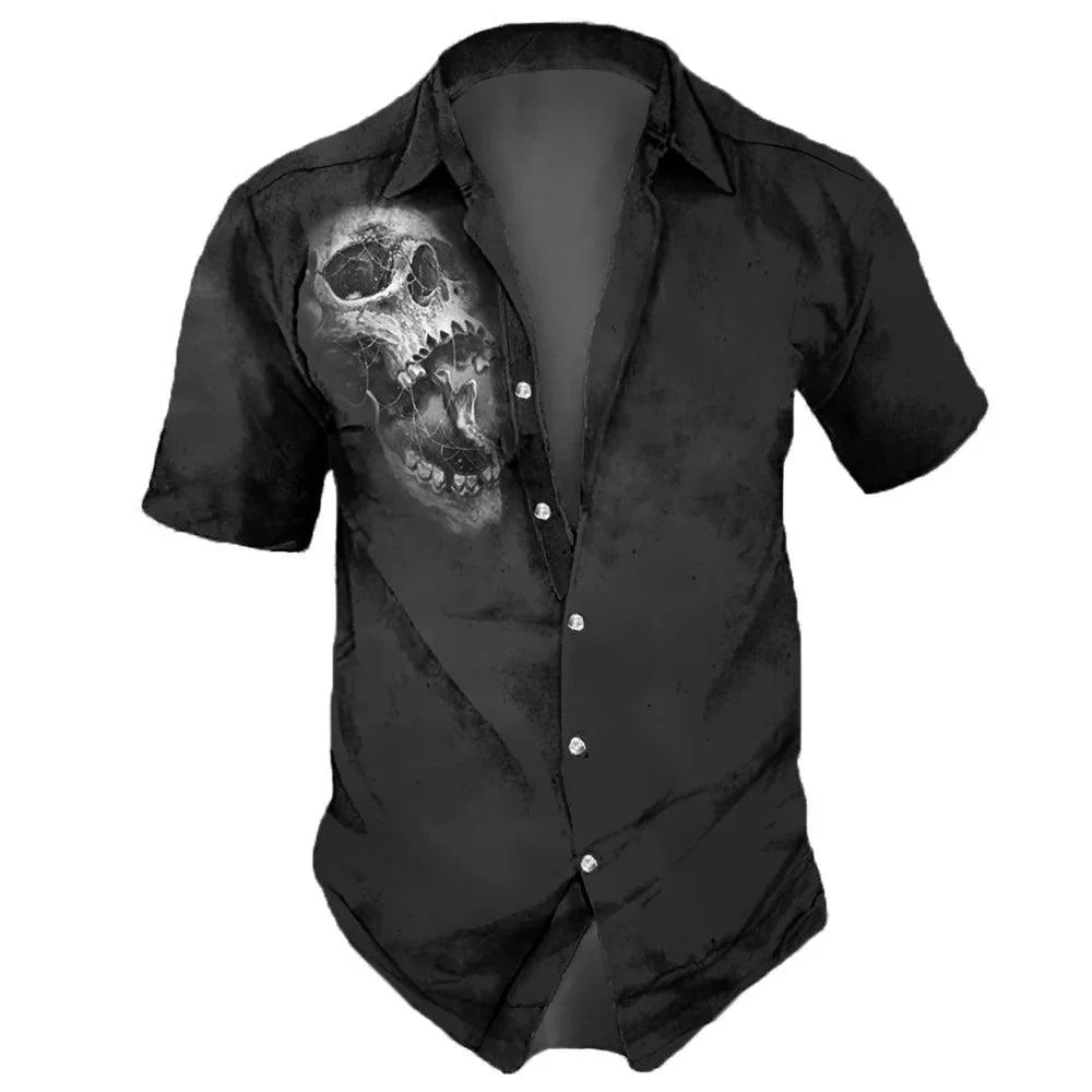 Vintage Skulls Men's Hawaiian Shirt - Casual Short Sleeve Streetwear for Males - Premium hawaiian shirt from Lizard Vigilante - Just $26.66! Shop now at Lizard Vigilante