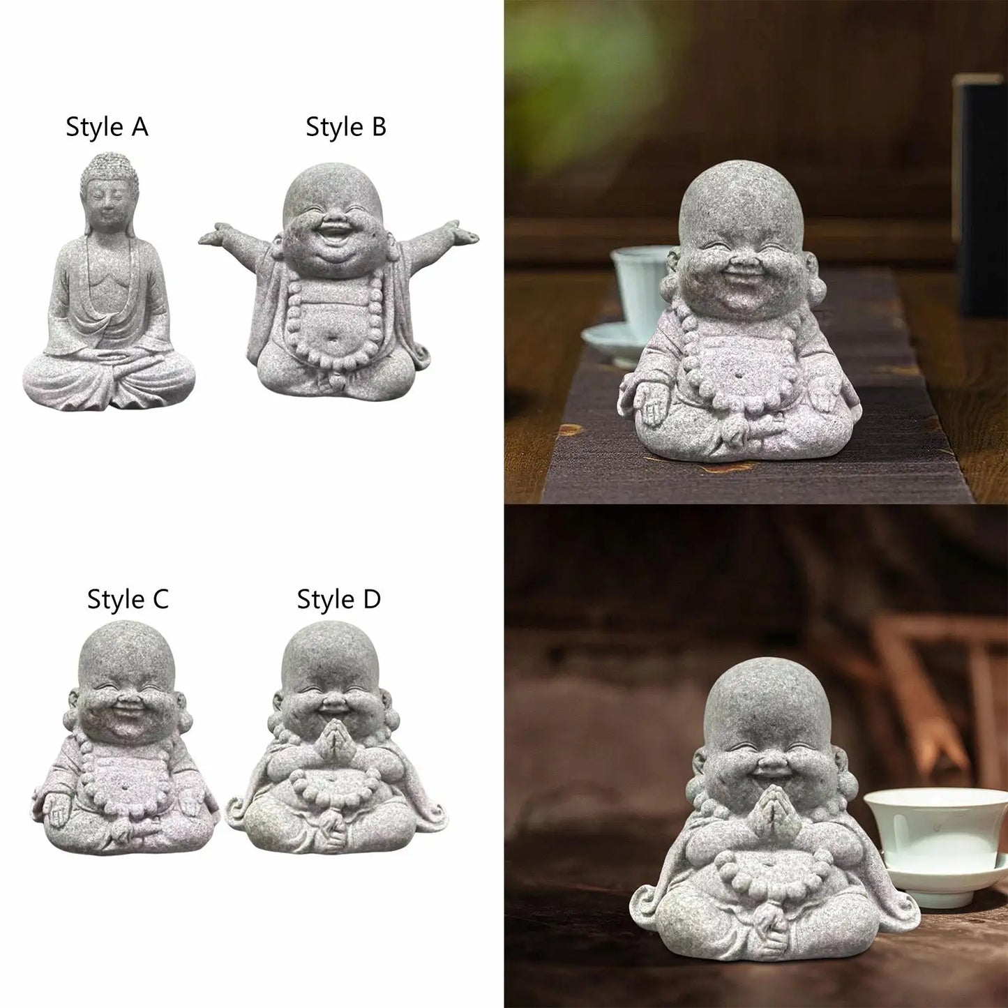 Buddha Statue Hand Carved Buddhism Decorative Figurine Buddha Sculpture for Living Room Home Shop Tabletop Indoor Outdoor