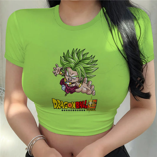 Dragonball Z Crop Top Tee Women Vegeta Anime Clothing Y2k Goku Fashion Tops Sexy Cool Harajuku Women's T-shirts Summer 2024 - Premium Crop Top from Lizard Vigilante - Just $23.88! Shop now at Lizard Vigilante