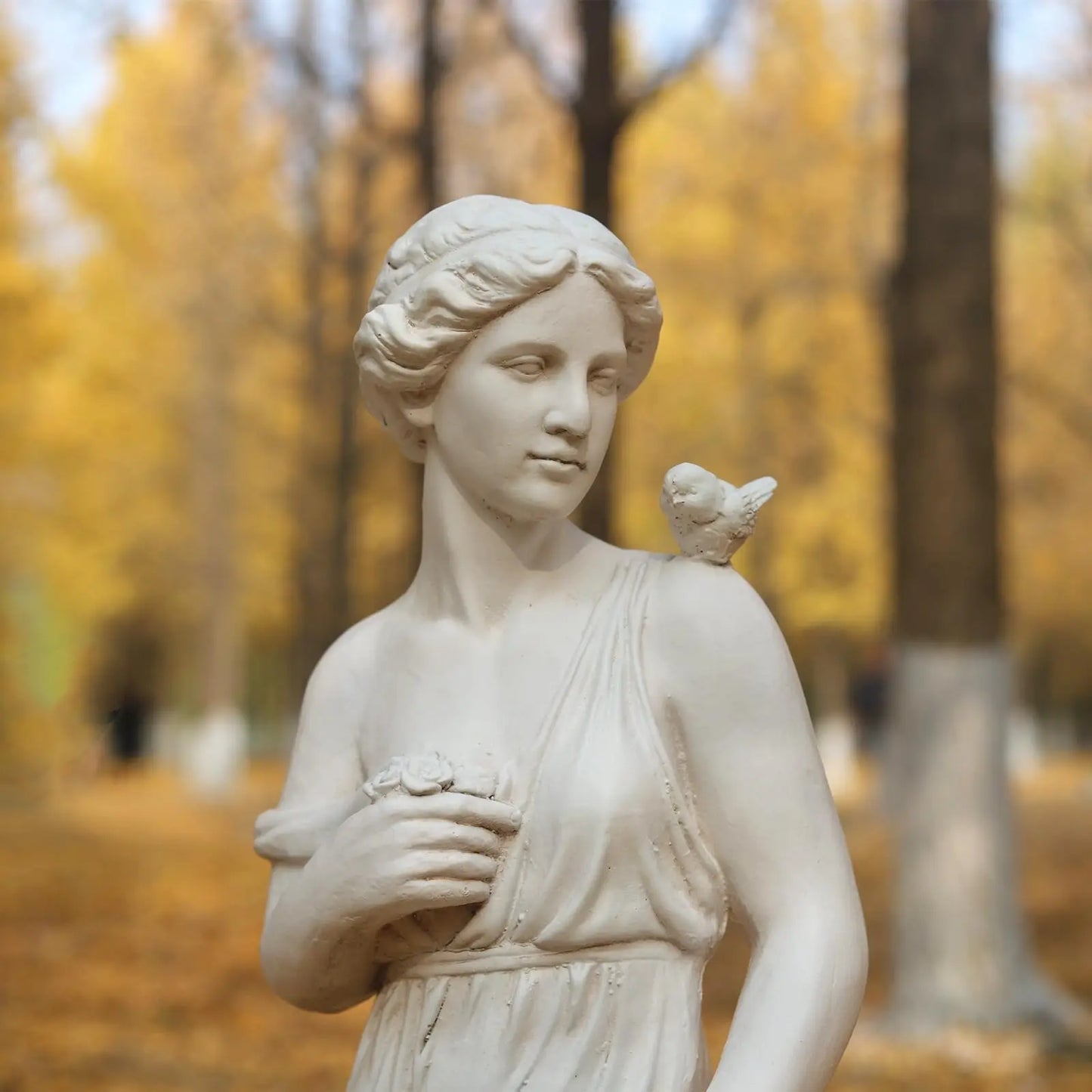 Outdoor Garden Statue, Nymph Sculpture Goddess of Greek Mythology Roman Style Outdoor Patio Yard Lawn Porch Decor, Ivory