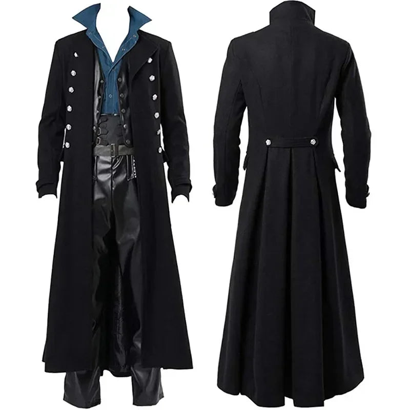 Medieval Pirate Steampunk Trench Coat Stage Wear Cosplay - Premium trench coat from Lizard Vigilante - Just $54.88! Shop now at Lizard Vigilante