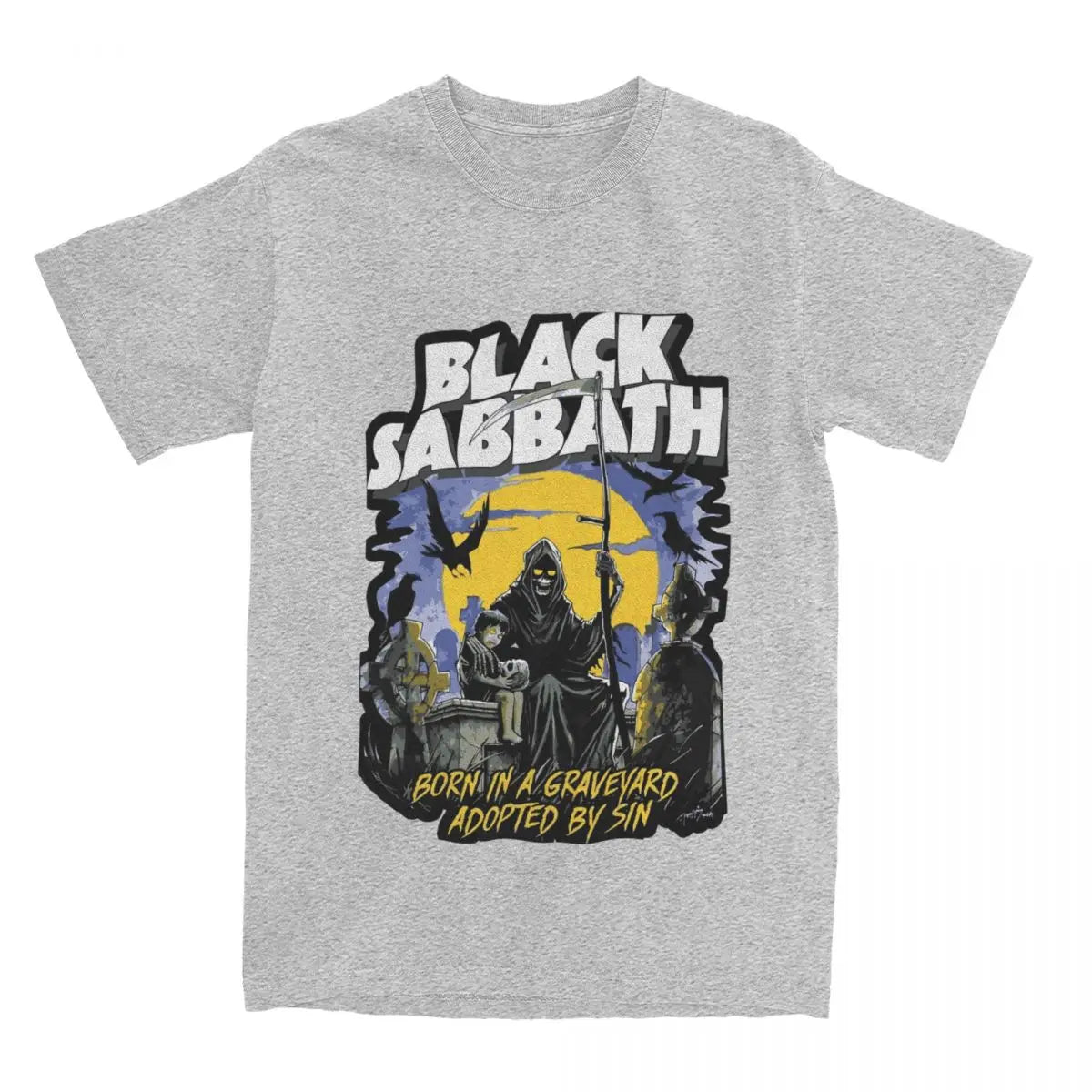 Born in a Graveyard Adopted by Sin Black Sabbath Rock Band T-shirts for Men Women Short Sleeve Tee Shirt 4XL 5XL 6XL Tops - Premium t-shirt from Lizard Vigilante - Just $23.88! Shop now at Lizard Vigilante