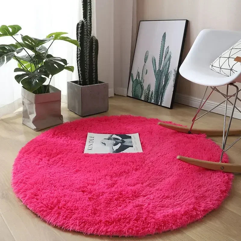 Living Room Rugs Aesthetic Bedroom Round Carpet Decoration Furry Comfort Carpet  Home Decor Pink Foot Mat Area Rug 2023 New