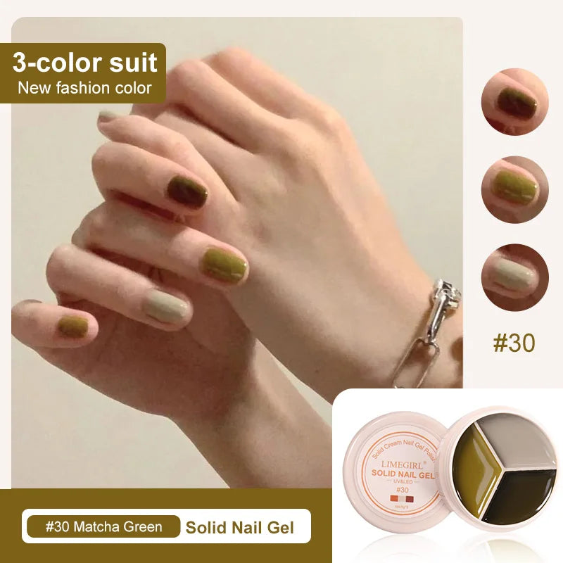 LIMEGIRL Solid Nail Art Gel Polish 15g 3 Colors Cream Soft Gel Polish for Nail Art Beginner DIY Design  Home/Salon Manicure Gift